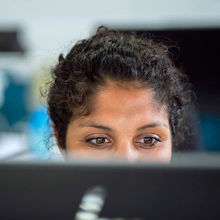 woman taking an exam online